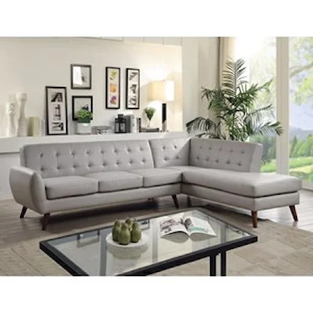 Mid Century Modern Tufted 2 Piece Sectional Sofa with Chaise